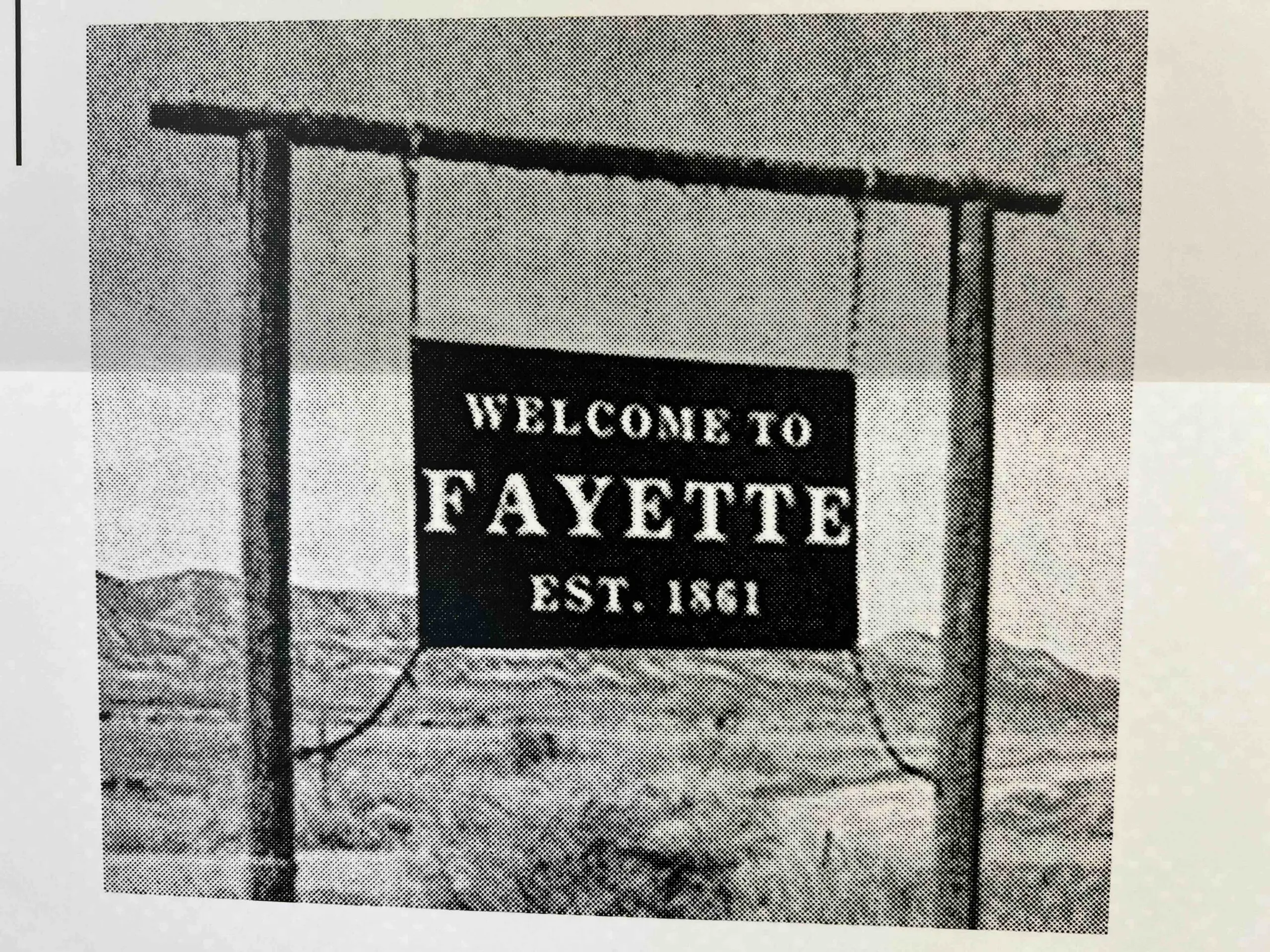 Archive image of the Fayette, Utah welcome sign