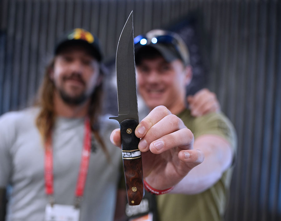 Half Face Blades custom knife giveaway at 2023 SHOT Show