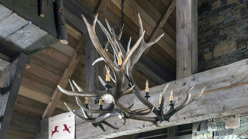 a chandelier made of shed elk antlers