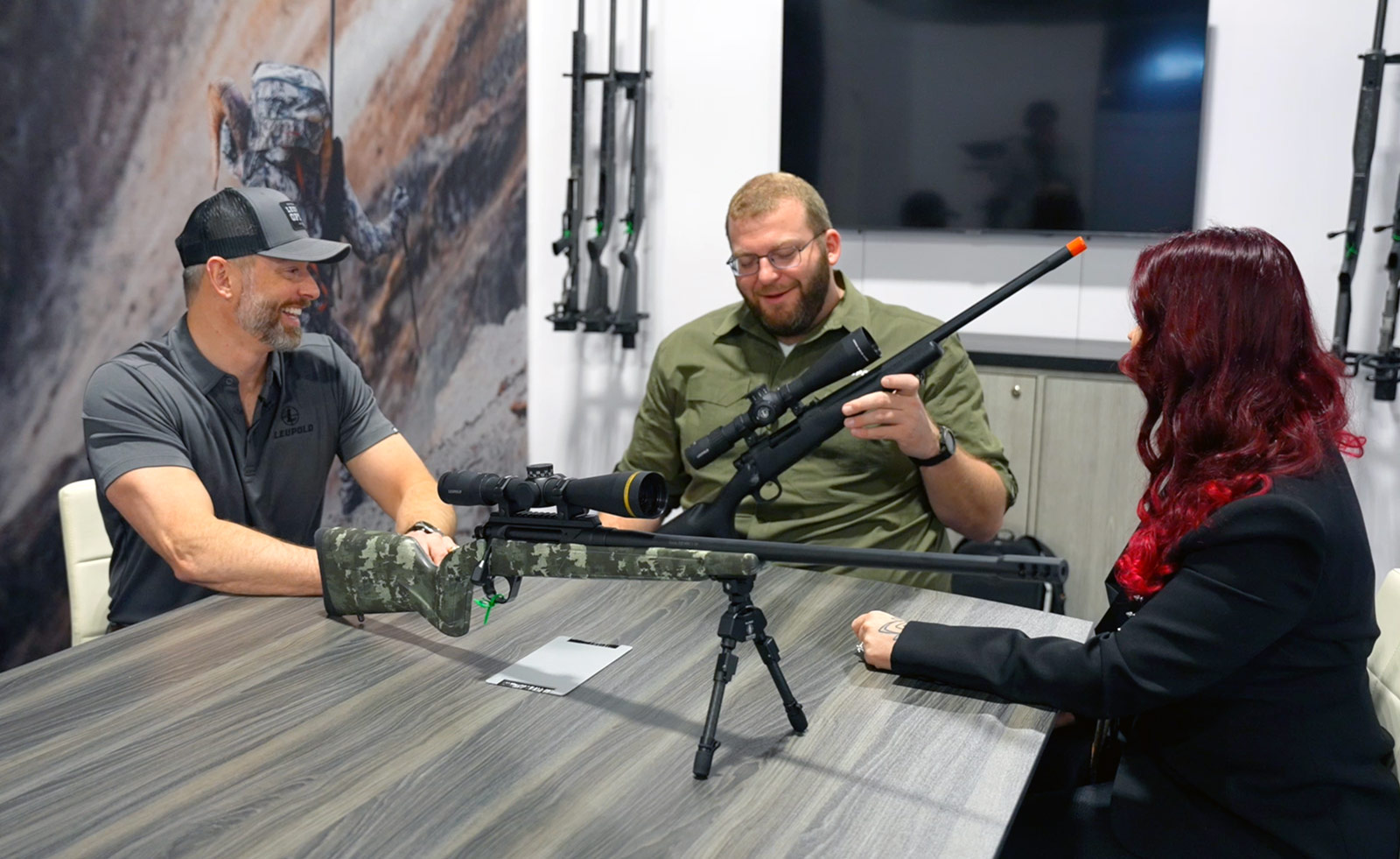 Christensen Arms EVP Marketing Willie Vernon interviewing Tim Lesser and Shawn Skipper from Leupold