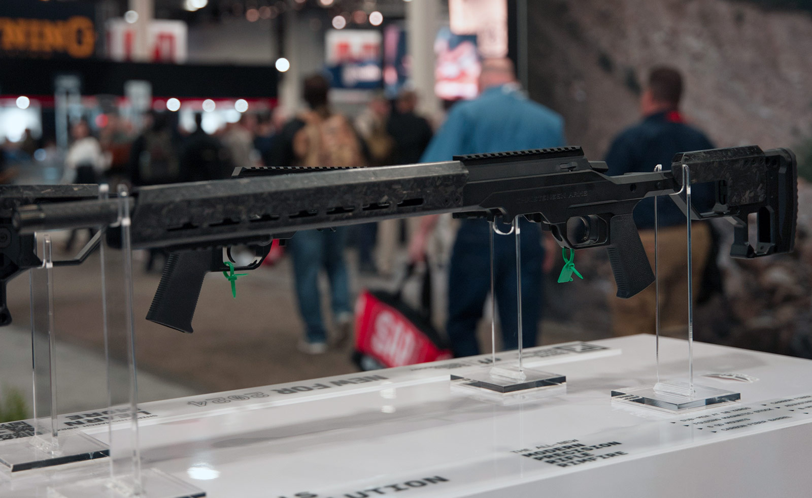 The new Christensen Arms Modern Precision Rifle Rimfire on display at SHOT Show 2024