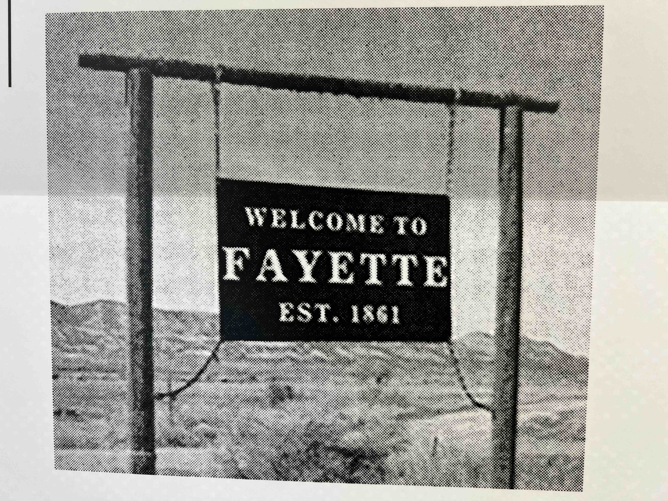 Archive image of the Fayette, Utah welcome sign